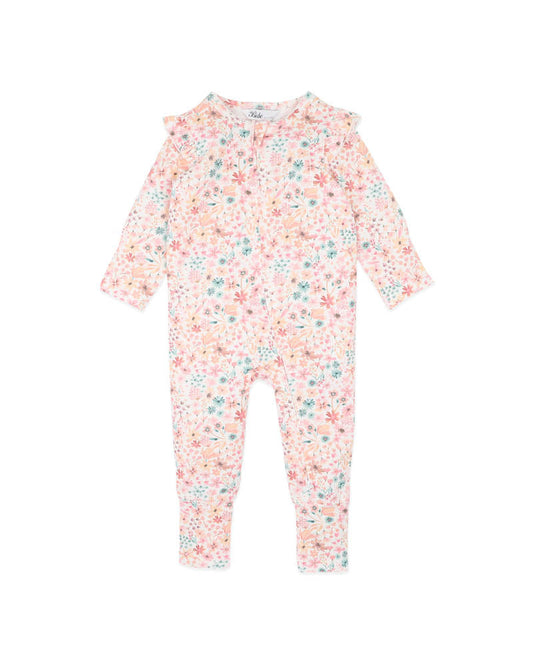 Fern Floral Organic Long Sleeve Zipsuit Premature