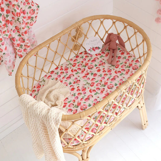 Strawberry Organic Bassinet Sheet / Change Pad Cover