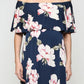 Navy Blush Florals Off Shoulder Ruffle Maxi Maternity Dress