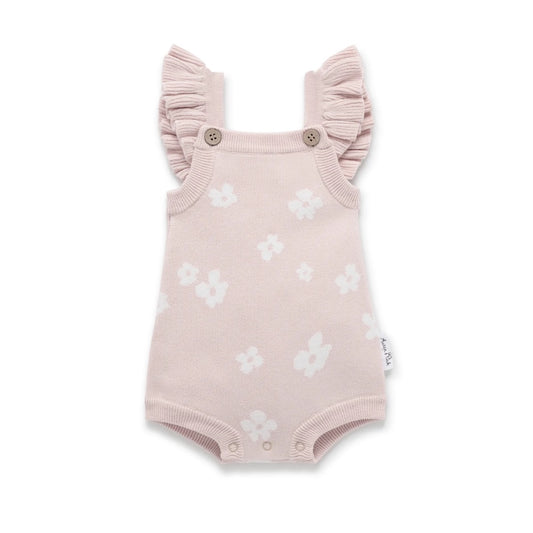 Flower Ruffle Knit Romper