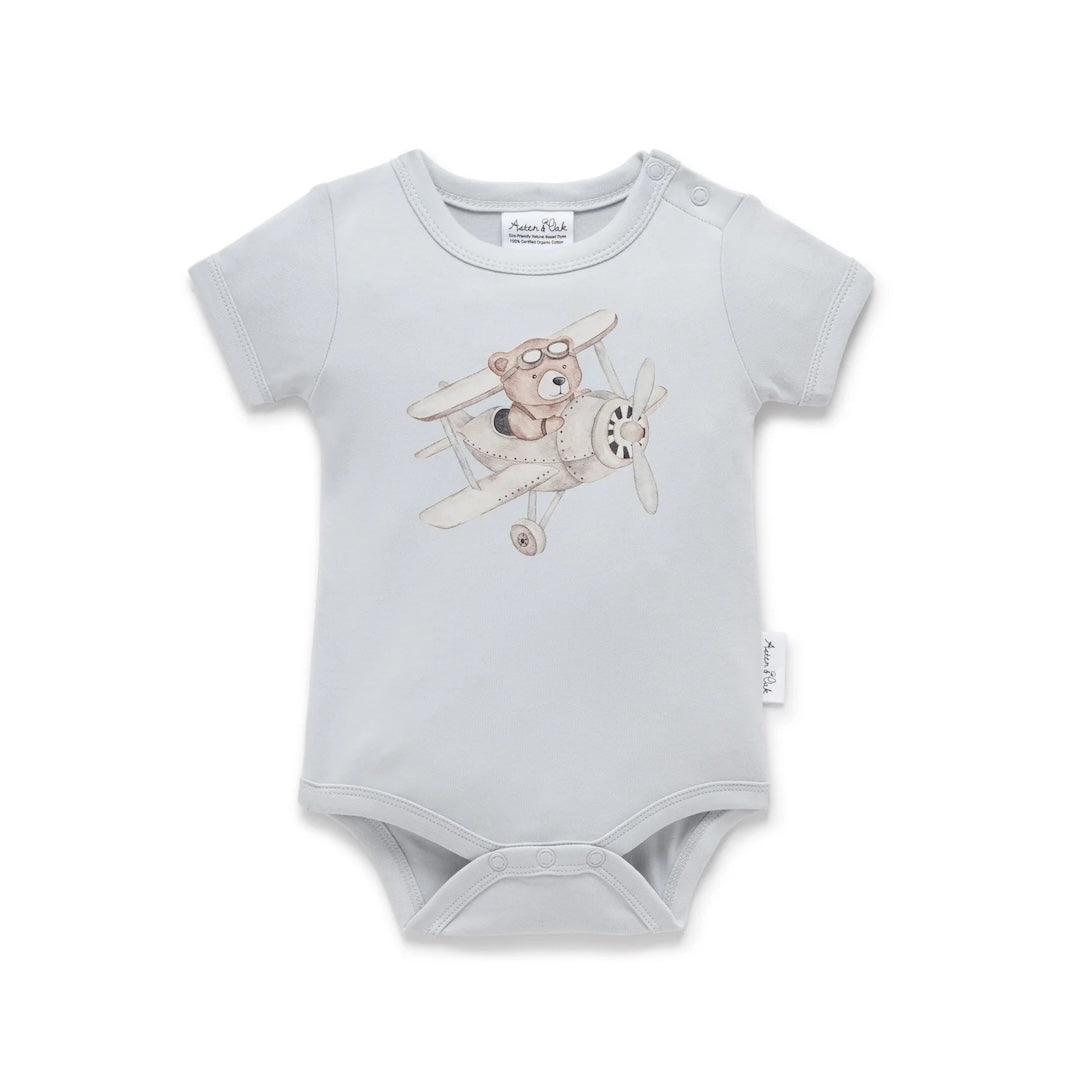 Flying Oli Bear Print Onesie