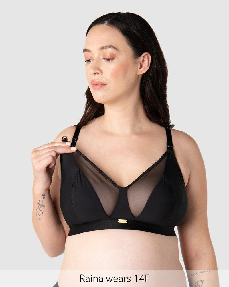 Hotmilk Flawless Sheer Plunge Nursing Bra - Black Busty