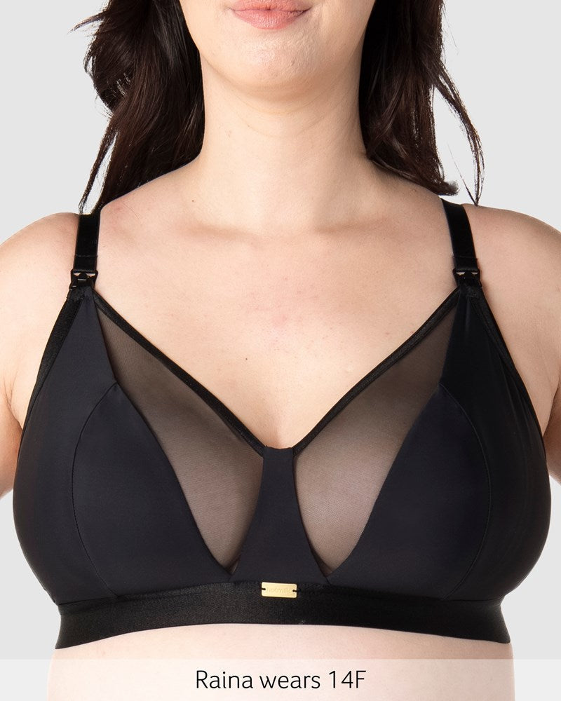 Hotmilk Flawless Sheer Plunge Nursing Bra - Black Busty