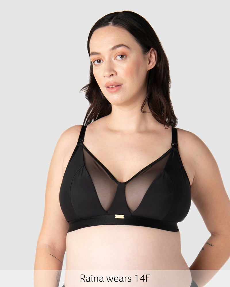 Hotmilk Flawless Sheer Plunge Nursing Bra - Black Busty