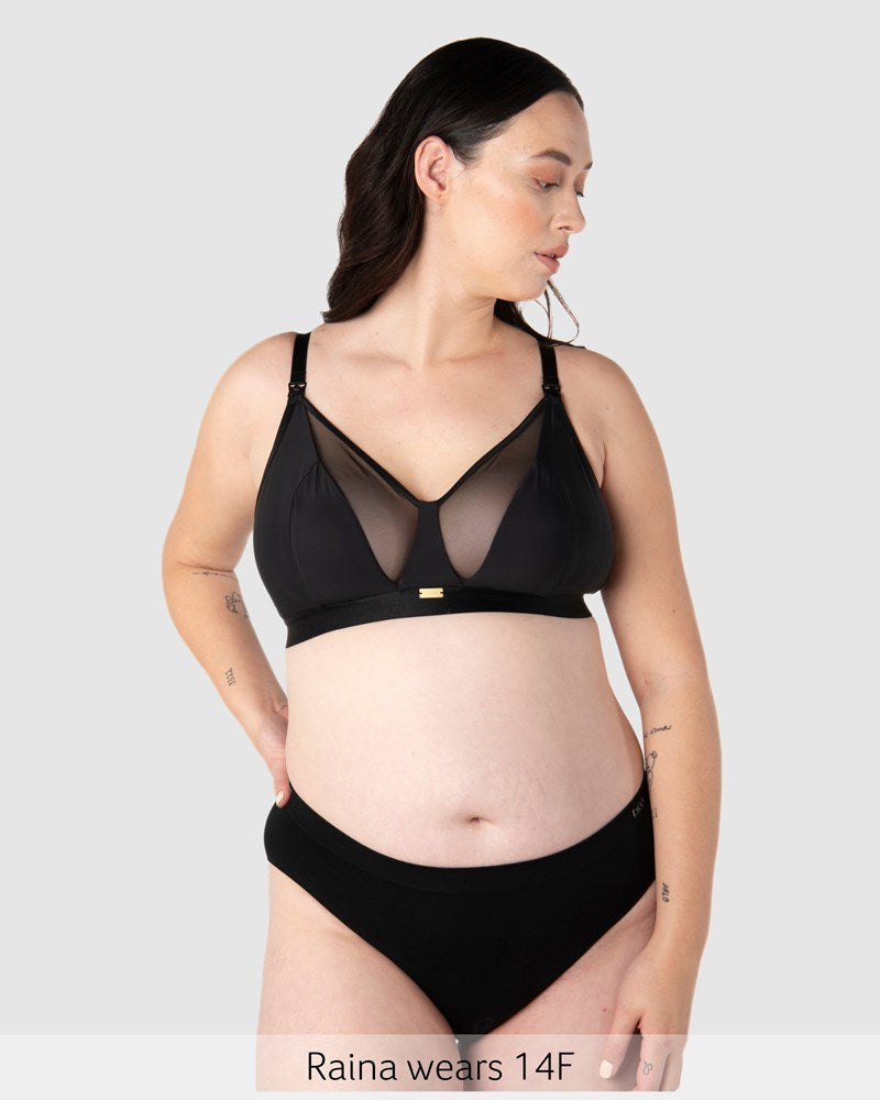 Hotmilk Flawless Sheer Plunge Nursing Bra - Black Busty