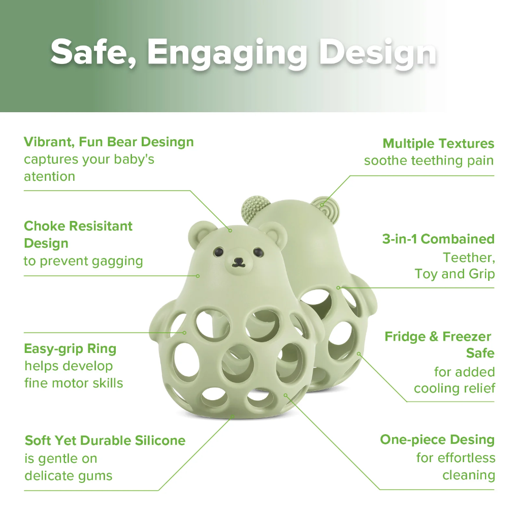 Haakaa Silicone Bear 3-in-1 Teether Mango Yellow