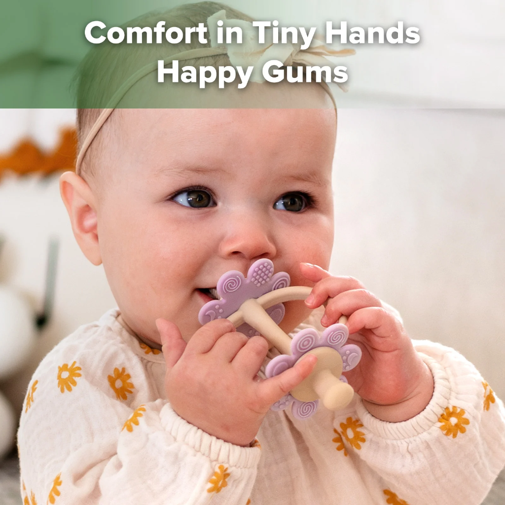 Haakaa Silicone Twin Flower Teether Pea Green