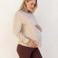 Harper Maternity/Nursing Sweatshirt with Zipper in Cream
