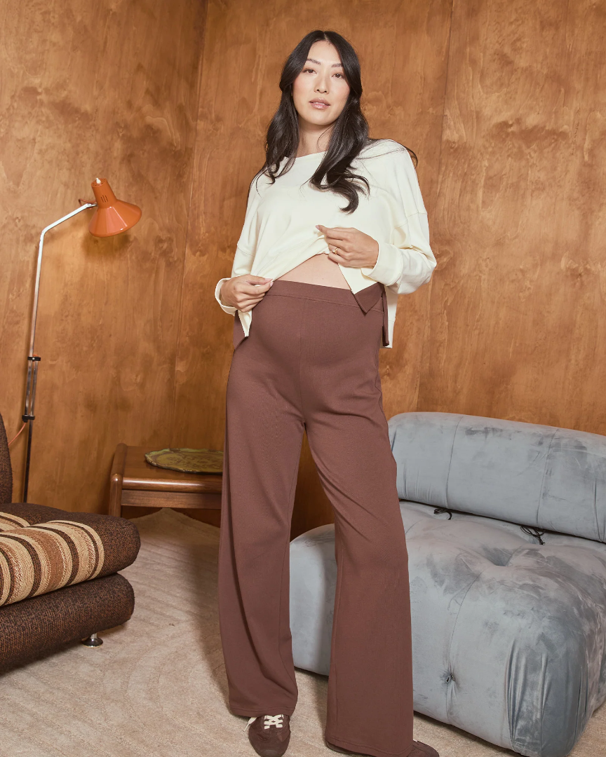 Harriette Wide Cotton Pants Espresso