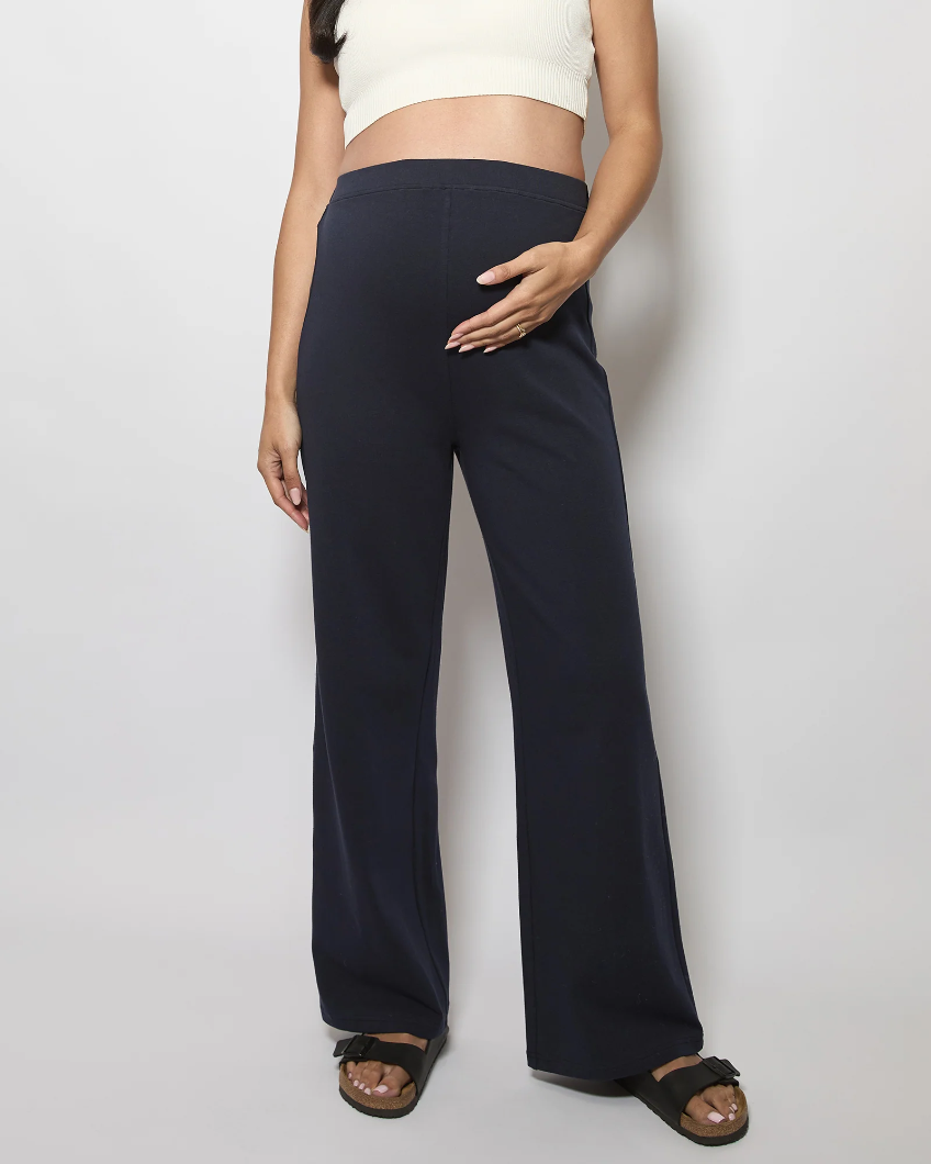 Harriette Wide Cotton Pants Navy