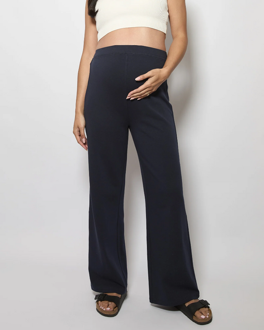 Harriette Wide Cotton Pants Navy