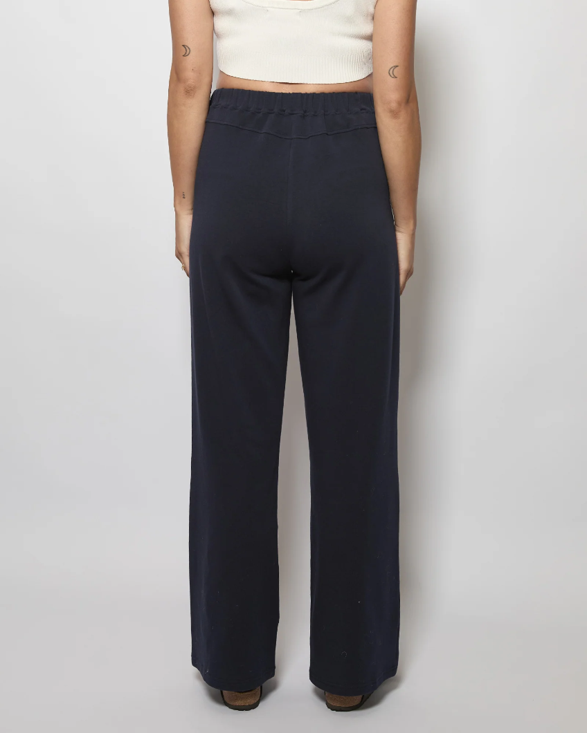 Harriette Wide Cotton Pants Navy
