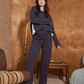 Harriette Wide Cotton Pants Navy