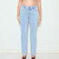 High Rise Straight Leg Jeans Classic Light Wash