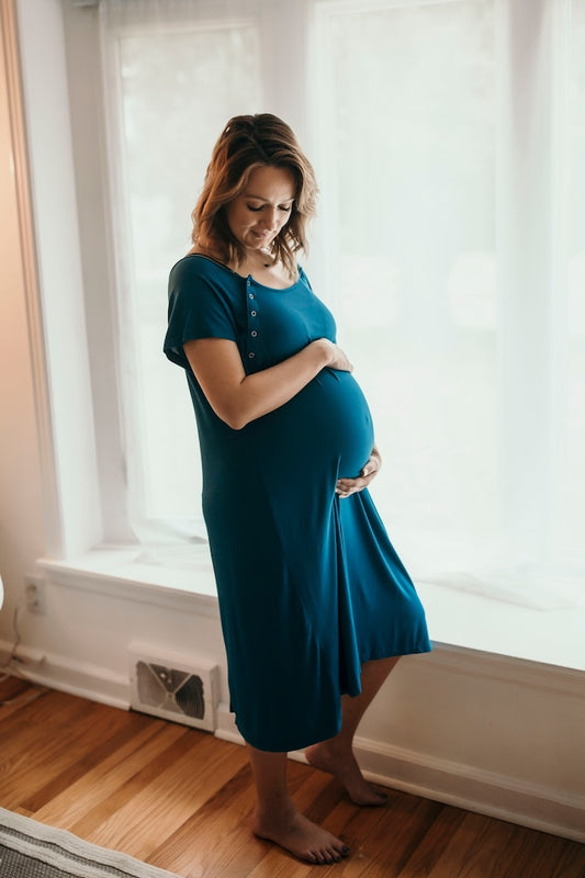Hospital Labour, Birthing and Delivery Nursing Gown Blue