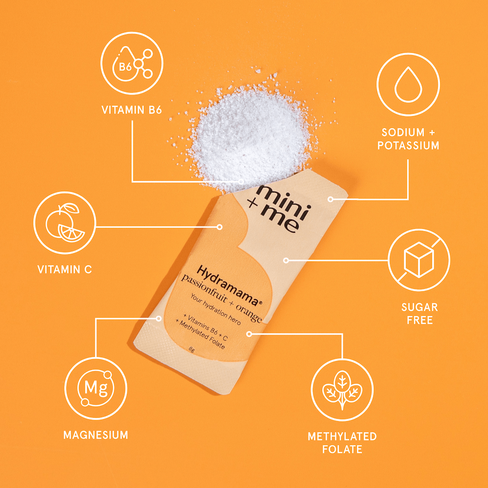 Hydramama Passionfruit Orange Electrolyte Drink | Pregnancy & Breastfeeding Hydration | Mini + Me