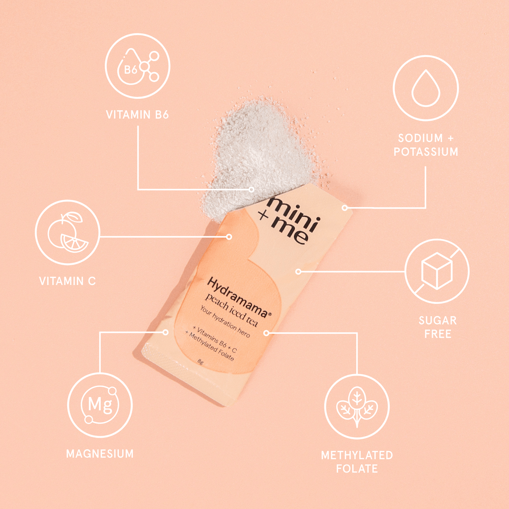 Hydramama Peach Iced Tea Electrolyte Drink | Pregnancy & Breastfeeding Hydration | Mini + Me