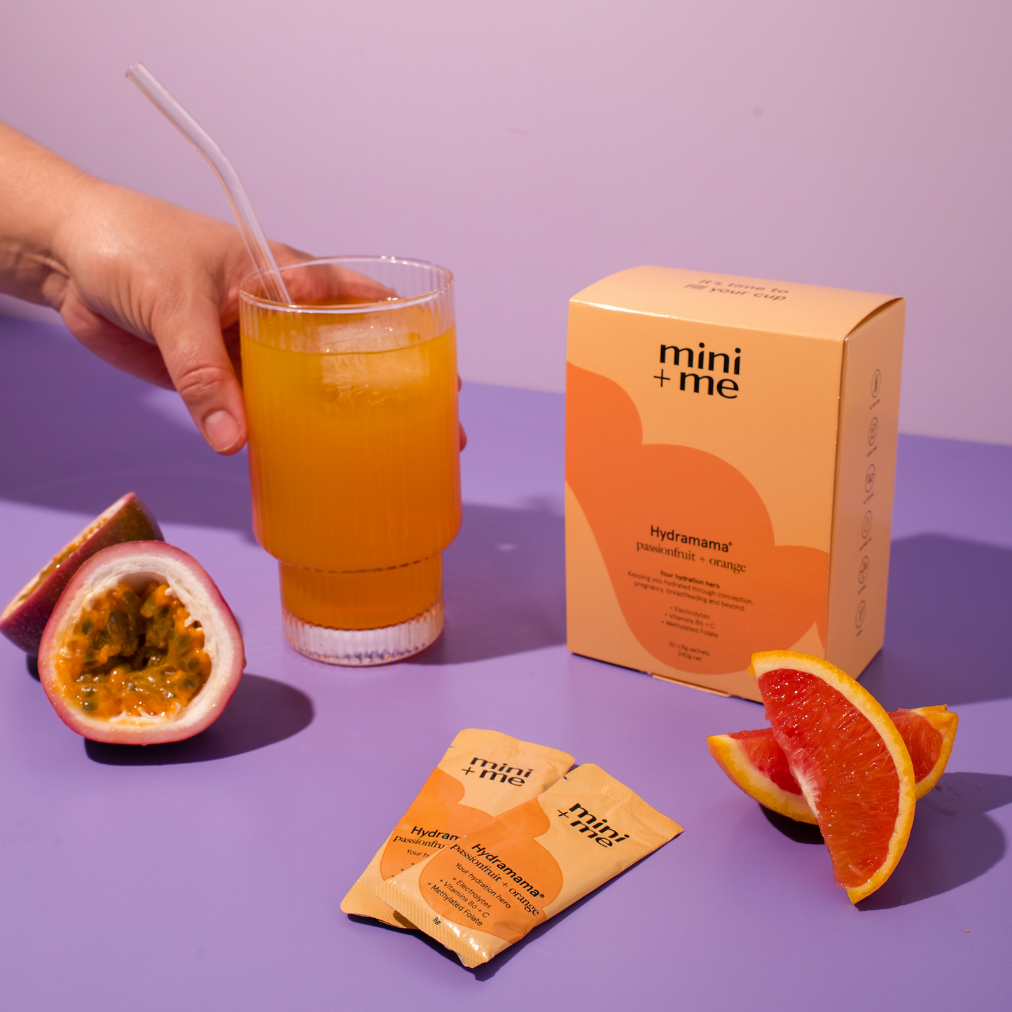 Hydramama Passionfruit Orange Electrolyte Drink | Pregnancy & Breastfeeding Hydration | Mini + Me
