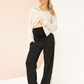 Ines Colour Contrast Side Panel Cotton Maternity Pants In Black