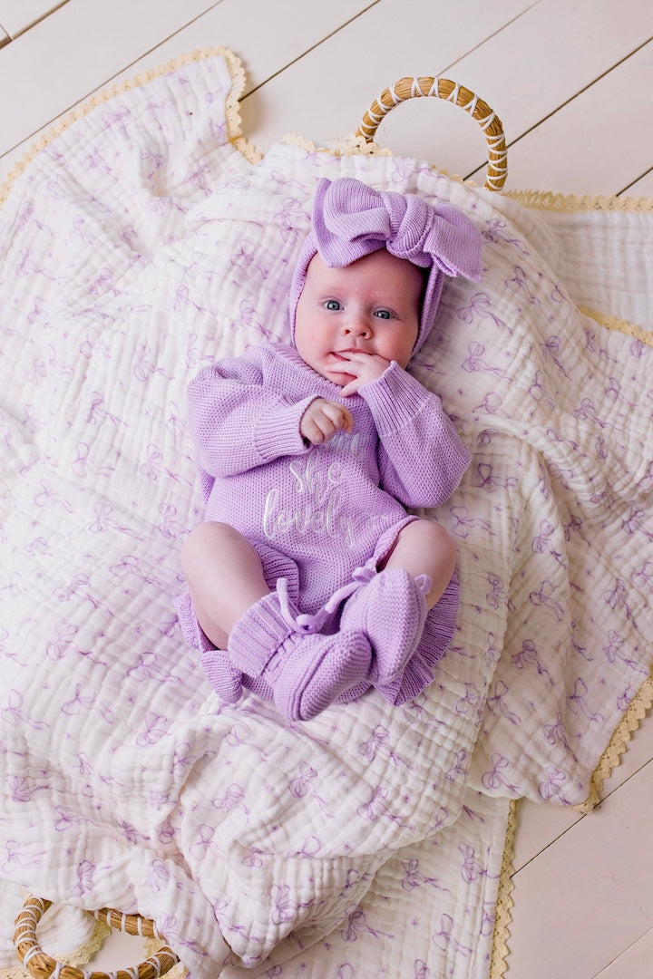 "Isn't She Lovely" Knit Romper Lilac