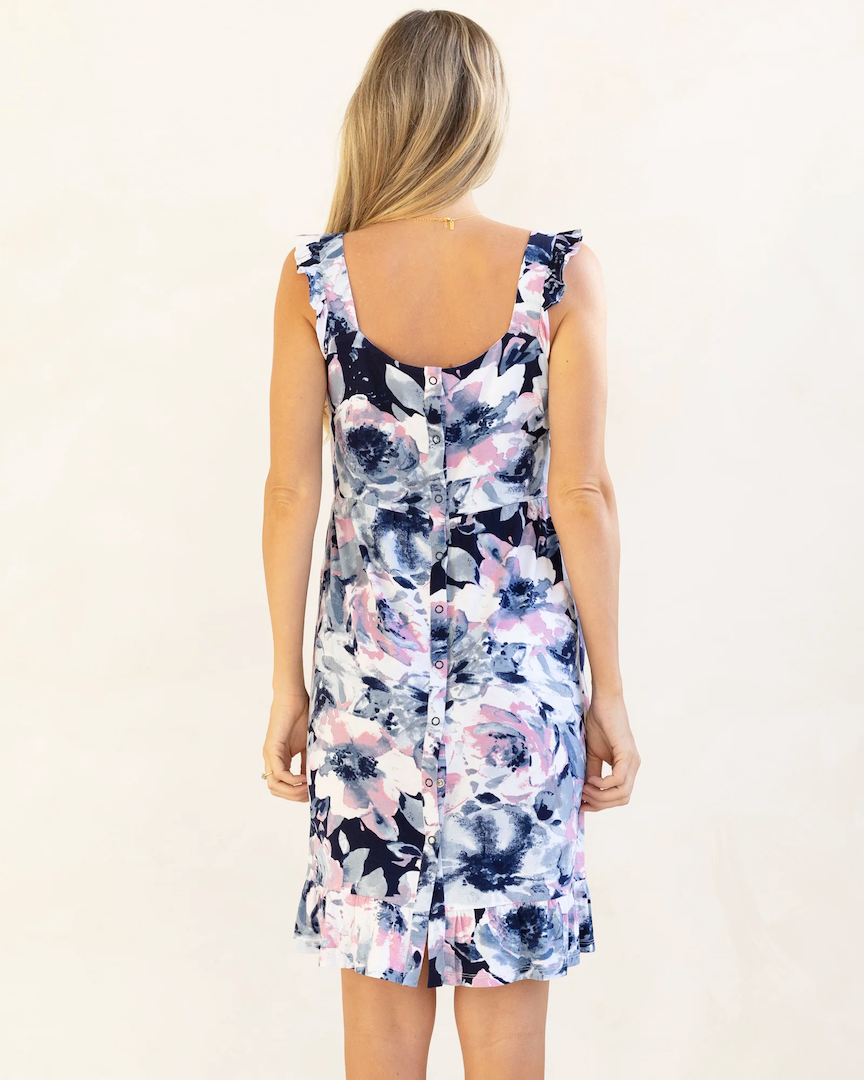 Grace Hospital Birthing Gown with Nursing Access - Pink Floral Print