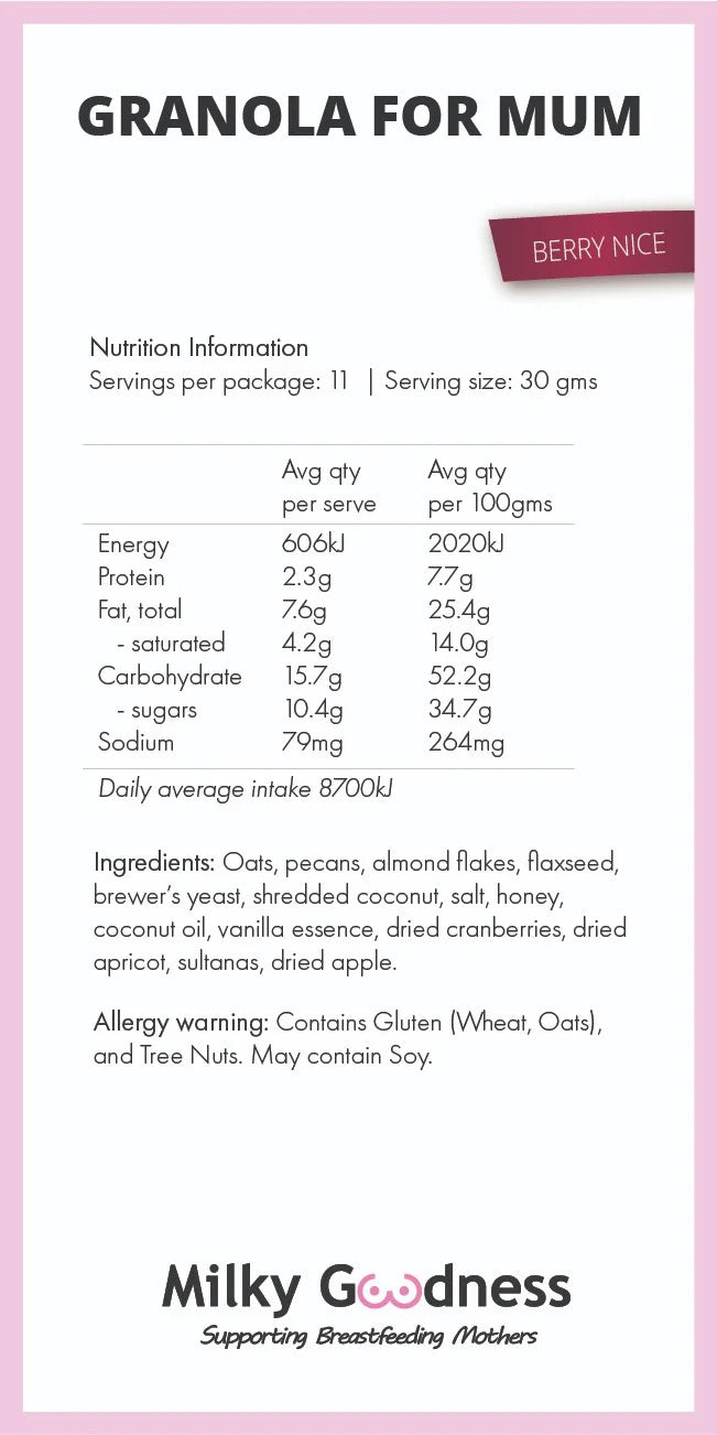 Lactation Granola Berry-Nice Dairy Free by Milky Goodness