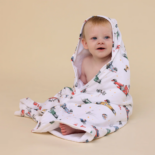 Little Racers Organic Hooded Baby Towel