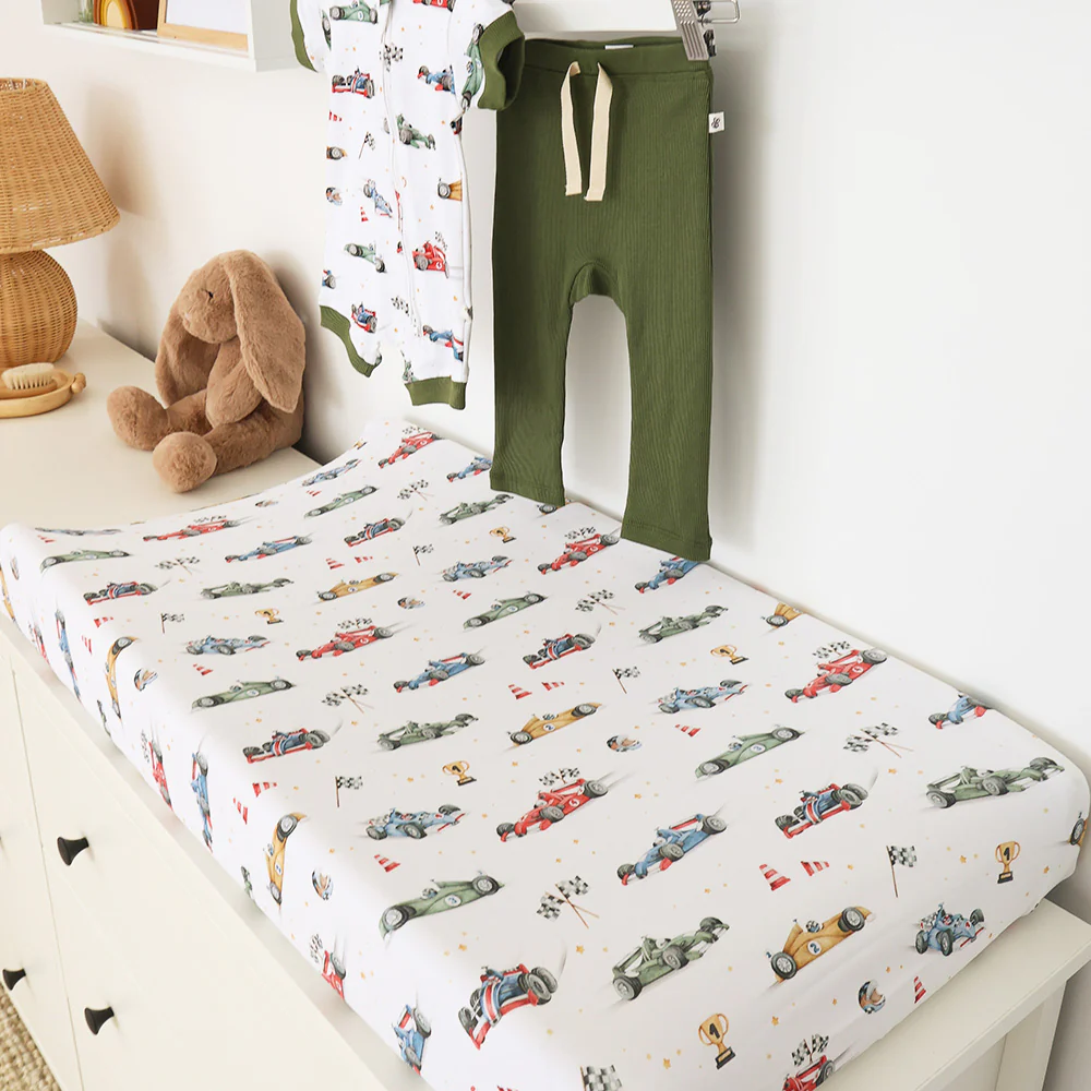 Little Racers Organic Bassinet Sheet / Change Pad Cover