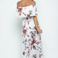 Ivory Floral Maternity Maxi Dress Ruffle Off Shoulder