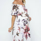 Ivory Floral Maternity Maxi Dress Ruffle Off Shoulder