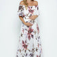 Ivory Floral Maternity Maxi Dress Ruffle Off Shoulder