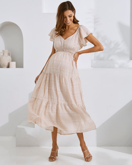 Lila Baby Shower Maternity Dress Nude Pink