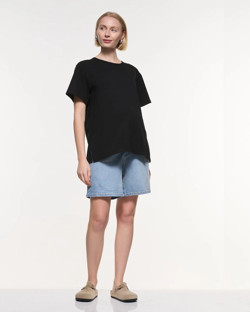 Relaxed Denim Maternity Shorts
