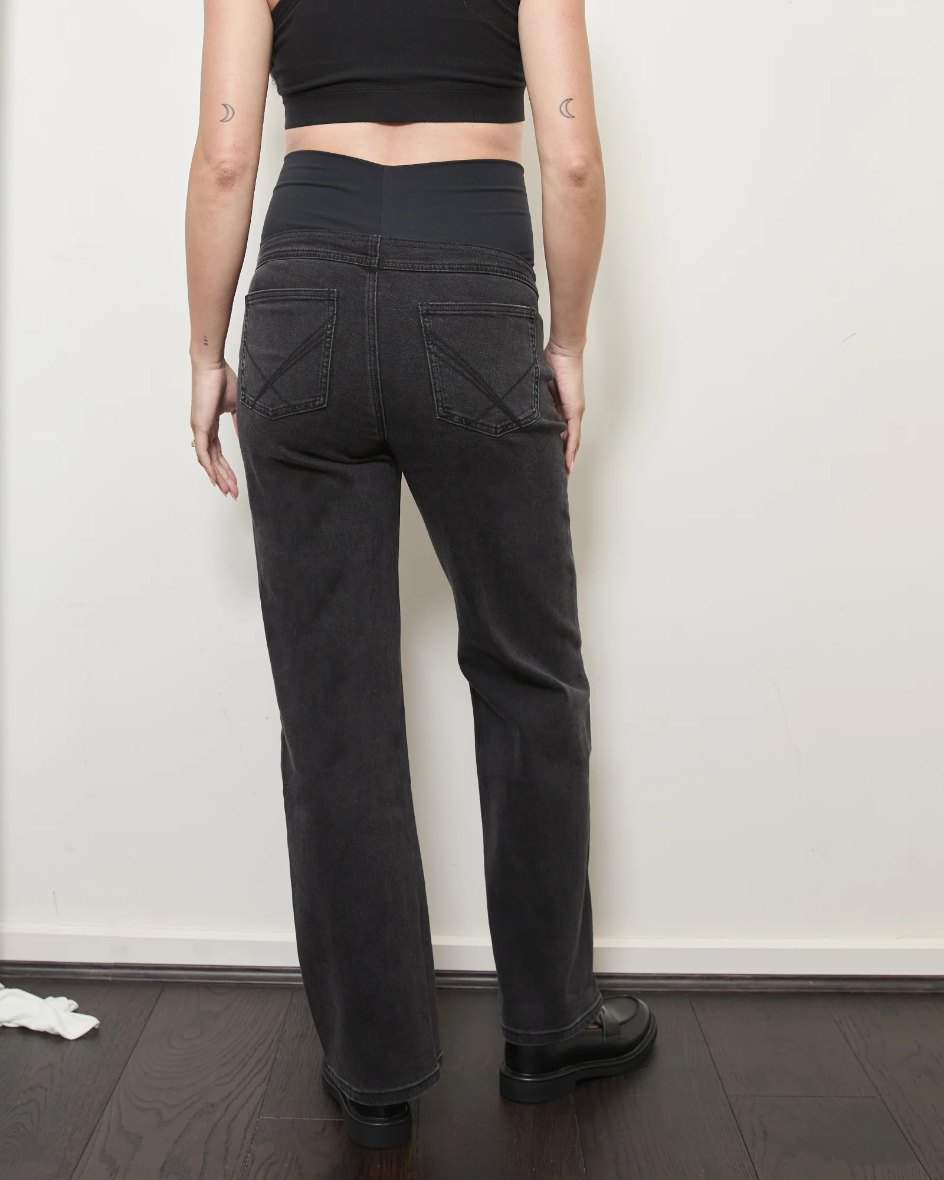 Straight Leg Overbelly Jeans Black