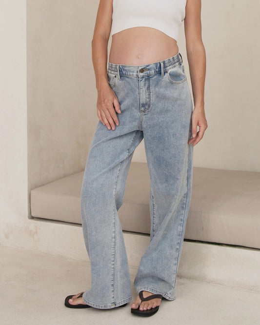Relaxed Wide Leg Maternity Jeans Light Wash