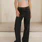 Relaxed Wide Leg Maternity Jeans Washed Black