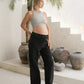 Relaxed Wide Leg Maternity Jeans Washed Black