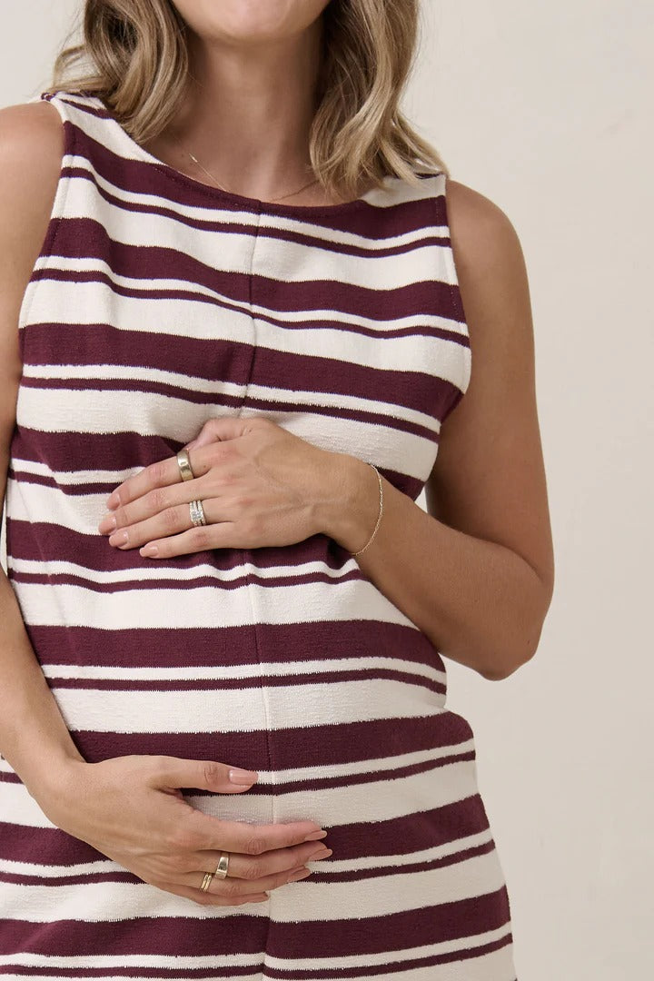 Kindred Nursing Playsuit Burgundy Stripe