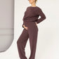 Eleanor 2-piece Maternity Winter Lounge Wear Set in Mocha