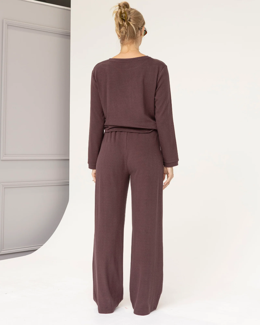 Eleanor 2-piece Maternity Winter Lounge Wear Set in Mocha