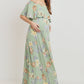 Sage Floral Maternity Maxi Dress Ruffle Off Shoulder