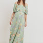 Sage Floral Maternity Maxi Dress Ruffle Off Shoulder