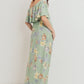 Sage Floral Maternity Maxi Dress Ruffle Off Shoulder