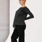 Monique Long Sleeve Nursing Petal Top - Charcoal
