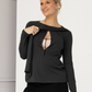 Monique Long Sleeve Nursing Petal Top - Charcoal
