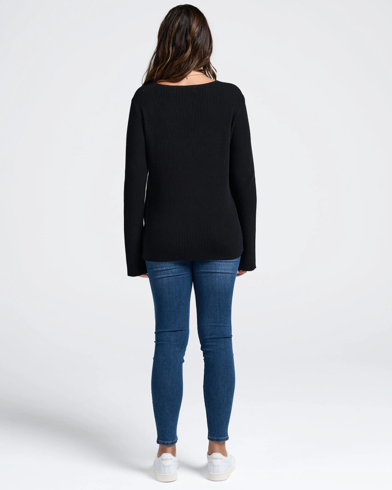 Arial Maternity Oversized Luxury Knit Nursing Jumper in Black