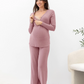 3-Piece Isabelle Maternity Sleepwear PJ set - Rose Pink