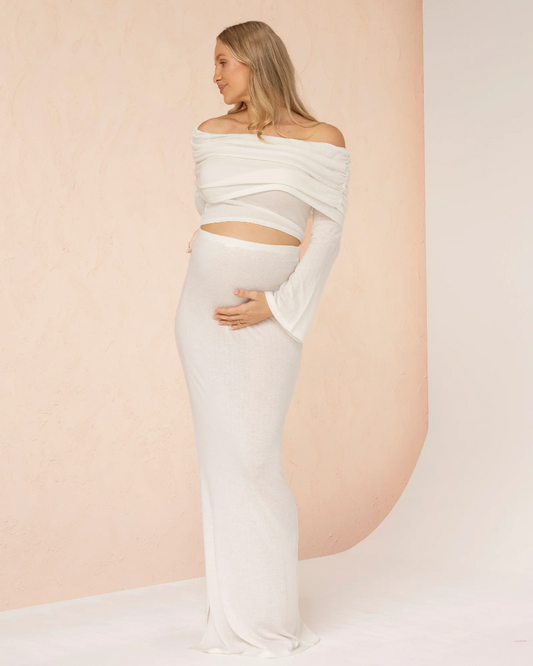 Ophelia 2 piece Maternity Photoshoot Knit Set White