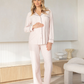 Larah Bamboo Maternity Long Sleeve Pyjama Set in Pink Stripe
