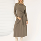 Nina Maternity Side Tie Dress – Dusty Olive